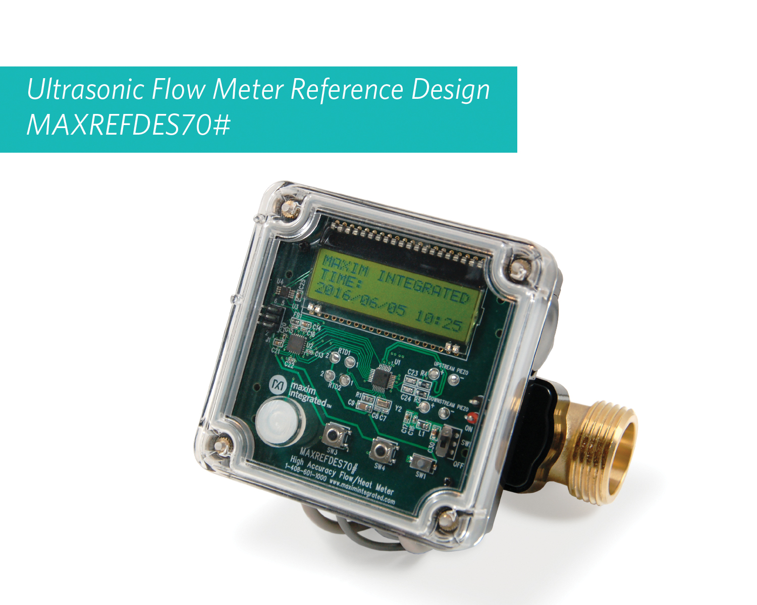 Flow monitor. Heat flow meter on site.